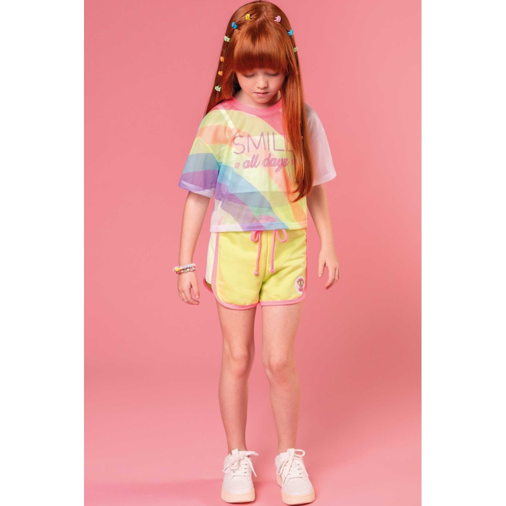 Conjunto Infantil Mini Influencer Blusa + Short + Sobreposição