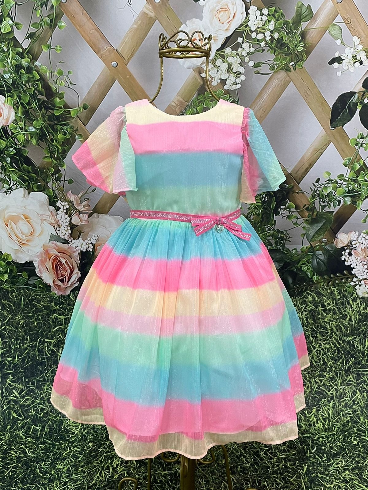 Vestido de festa infantil best sale arco iris