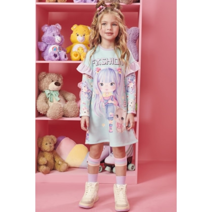 Vestido Infantil Manga Longa Em Fly Tech Fashion Tam 2 a 14 - Kukiê - Loja  de Roupa Infantil Para Meninas, Meninos e Bebês