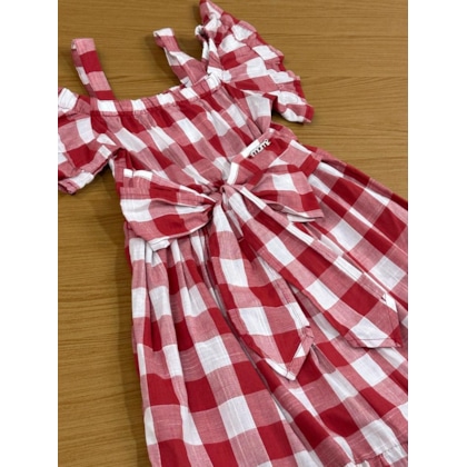 Vestido Infantil Alongado XADREZ VERMELHO - Momi