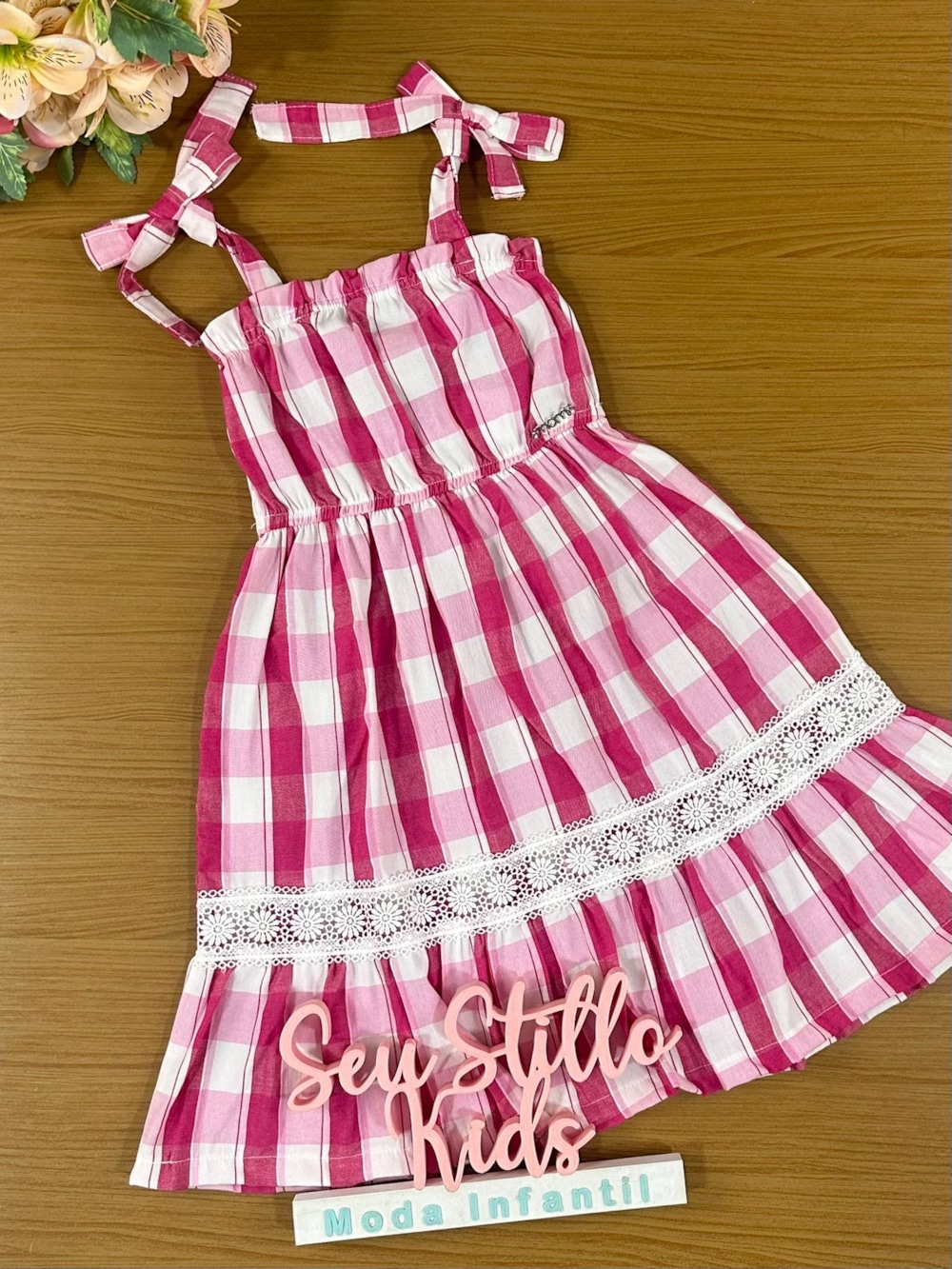 Vestido Momi em Algodão Xadrez - Pilili Moda Infantil